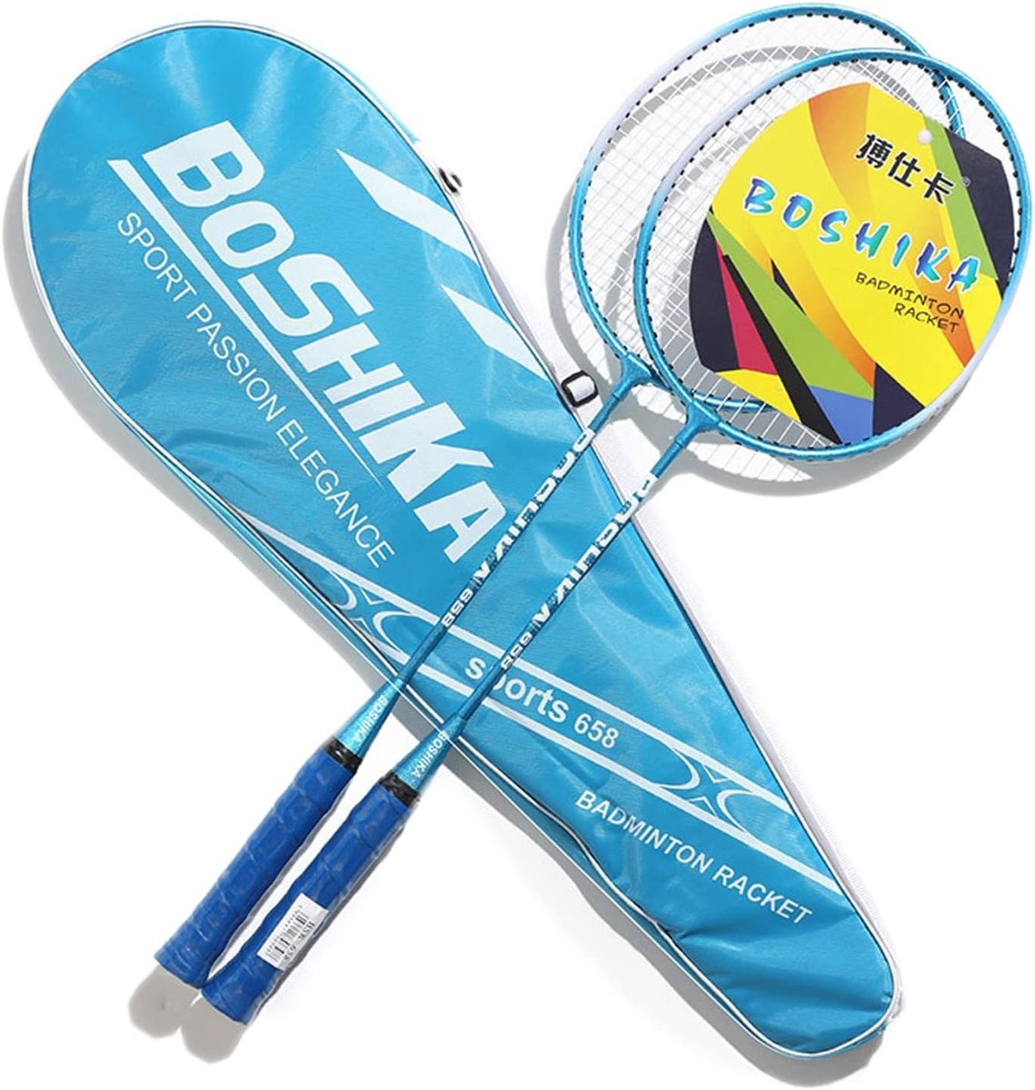 Badmintonset - Blauw - Lichtgewicht Carbon Rackets met Draagtas - Voor Training en Recreatief Gebruik
