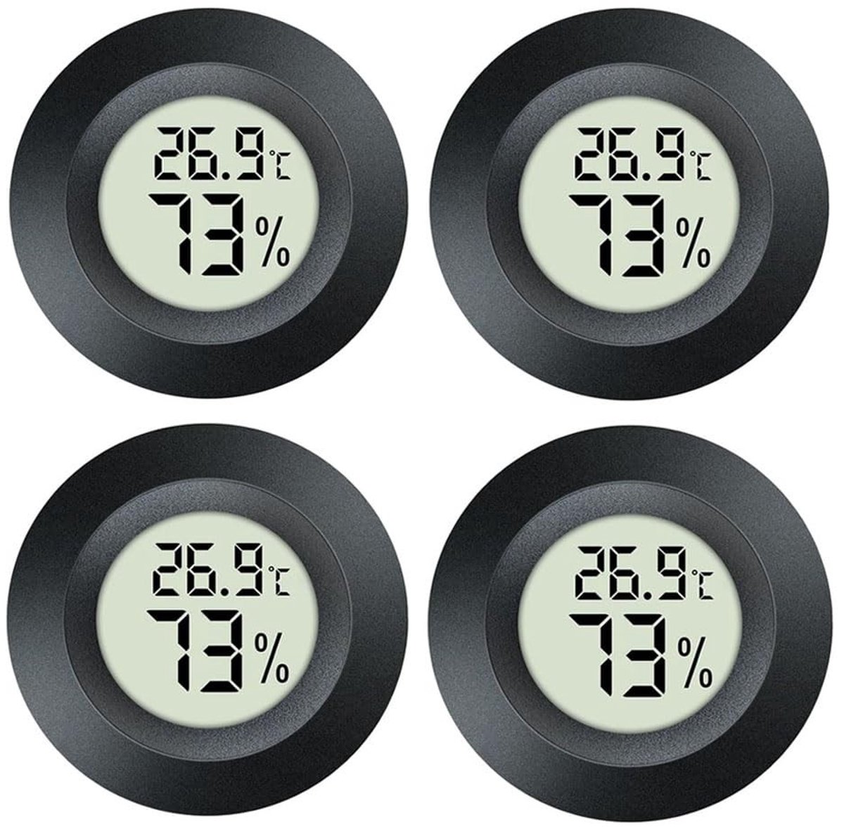 Digitale Hygrometer Thermometer - Zwart - Voor Binnen en Buiten - Voor Vochtigheidsmeting en Temperatuur - Geschikt voor Reptielen en Huishoudens