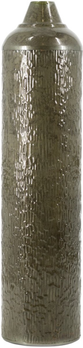 Metalen vaas striped olive stone