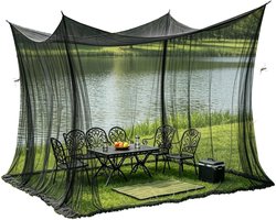 Muggennet - 300*300*250 cm - Klamboe Buiten - Klamboe - Mosquito Net - Muggennet Tuin - Camping Klamboe - Anti Muggen Net - Vierkant klamboe - met 16m bevestigingstouw - voor binnen en buiten, terras, patio en camping - zwart