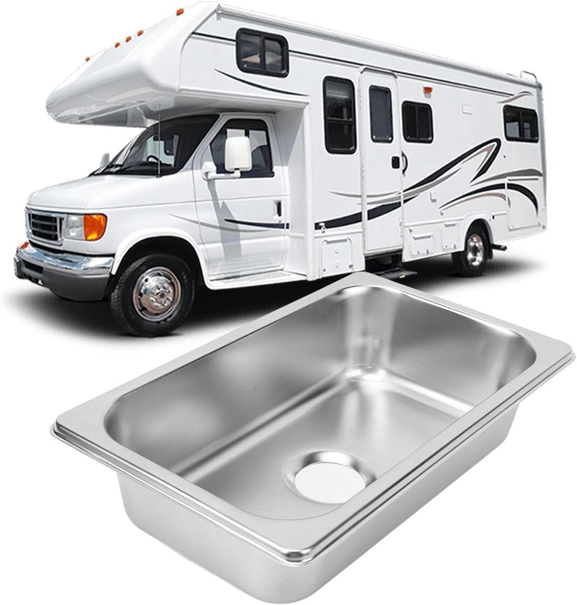 RV Badkamer Wasbak - Camper Spoelbak - Ruimte Besparen - Inbouw Ontwerp - 24x13.5 cm - Zilver