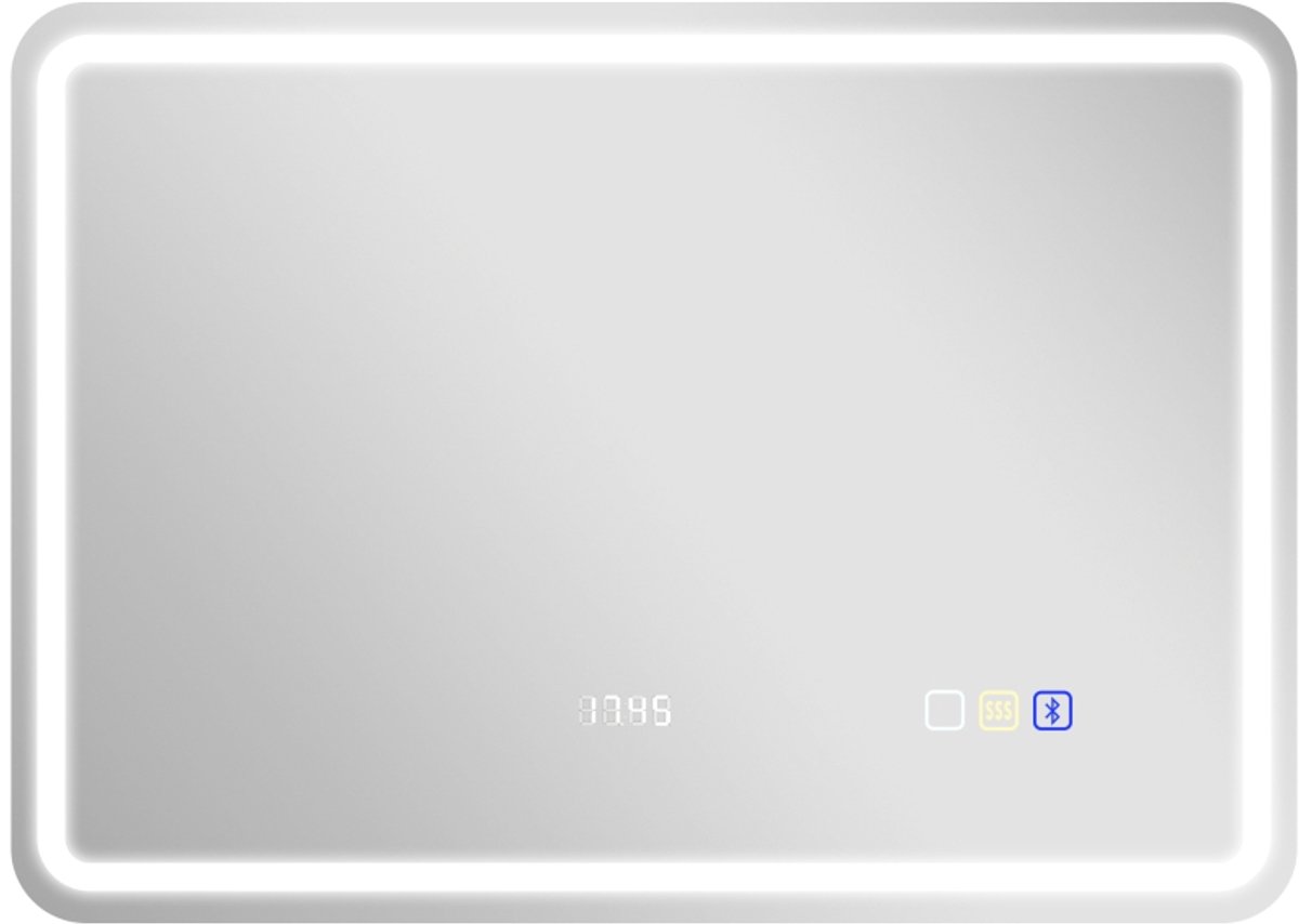 Bluetooth-badkamerspiegel – LED-wandspiegel van 50 x 70 mm – anticondens – display – Zilver