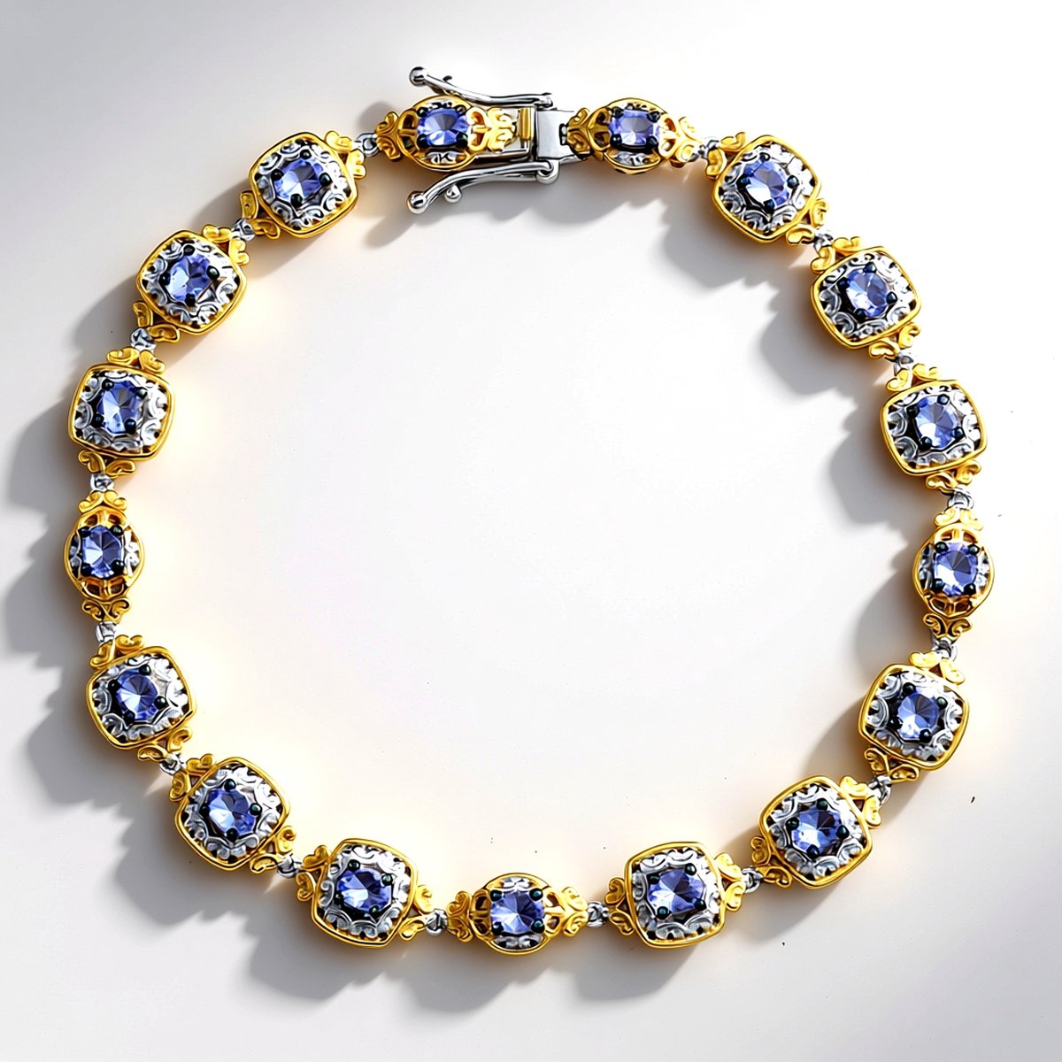 Cavill - Zilveren armband met 17 ovale Tanzanieten (3,06 ct) - 925 Sterling zilver met Palladium - Elegante dames sieraden uit Tanzania