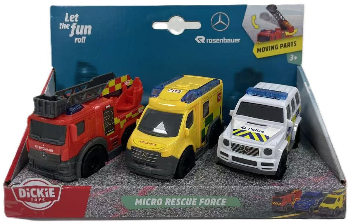Dickie Micro Rescue Force Speelgoedauto's - 3dlg.