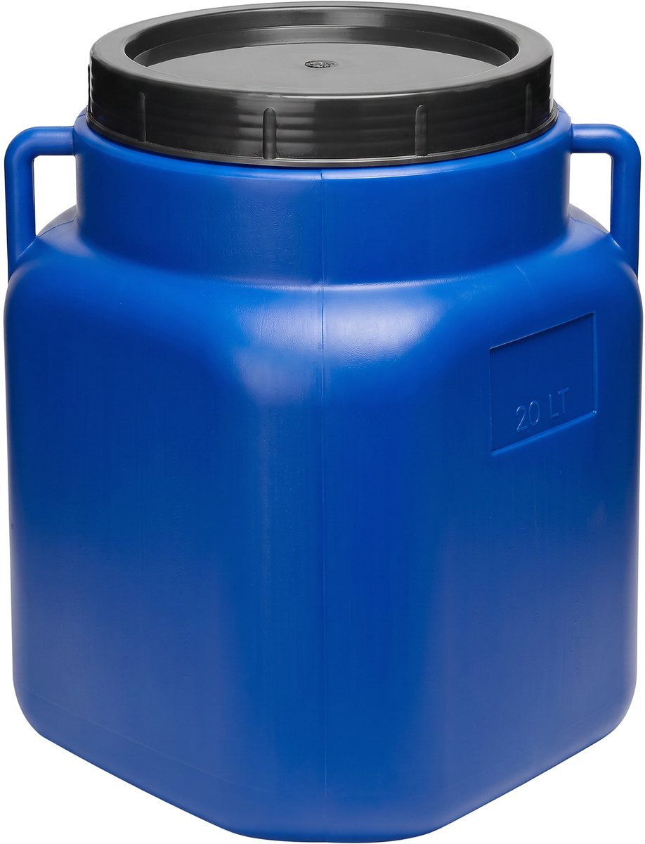 Garronda 20L - Plastic Vat BPA-vrij - Vierkant vat en Container met Deksel – Blauw – GD-STE-BarrelP