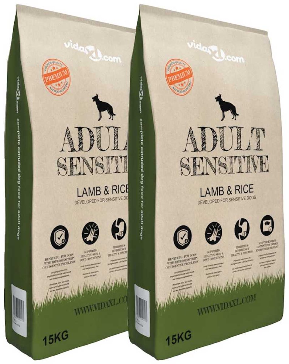 vidaXL - Premium - hondenvoer - droog - Adult - Sensitive - Lamb - & - Rice - (2 - x - 15 - kg)
