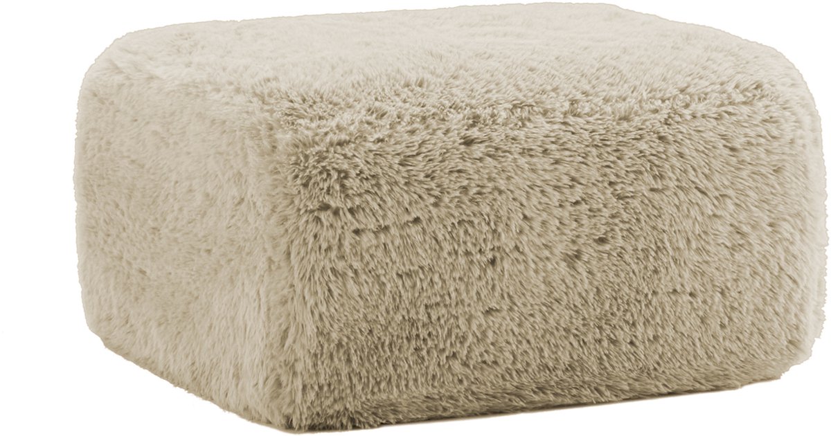 Wishdor Poef - Zacht pluche, licht kaki - Zonder montage, 150 kg draagkracht - Modern design voor woonkamer - Kunsthaar - Licht kaki - 80 x 75 x 42 cm