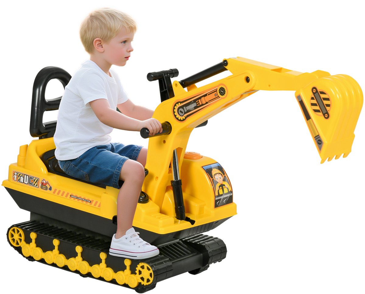 1 stuk - speelgoed met graafmachine voor kinderen van 18-48 maanden - met kluisje - hoorn en draaifunctie - geel1 stuk - speelgoed met graafmachine voor kinderen van 18-48 maanden - met kluisje - hoorn en draaifunctie - geel
