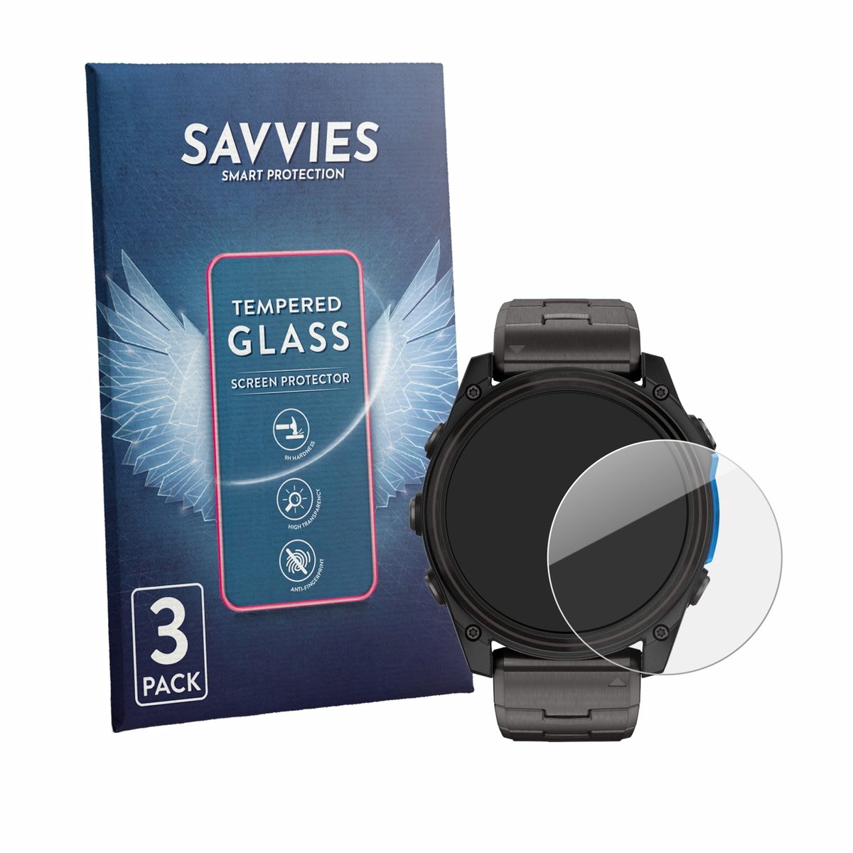 Savvies - Glas Screenprotector voor Garmin D2 Mach 2 (51 mm) - Gehard Beschermglas 9H 3 Stuks