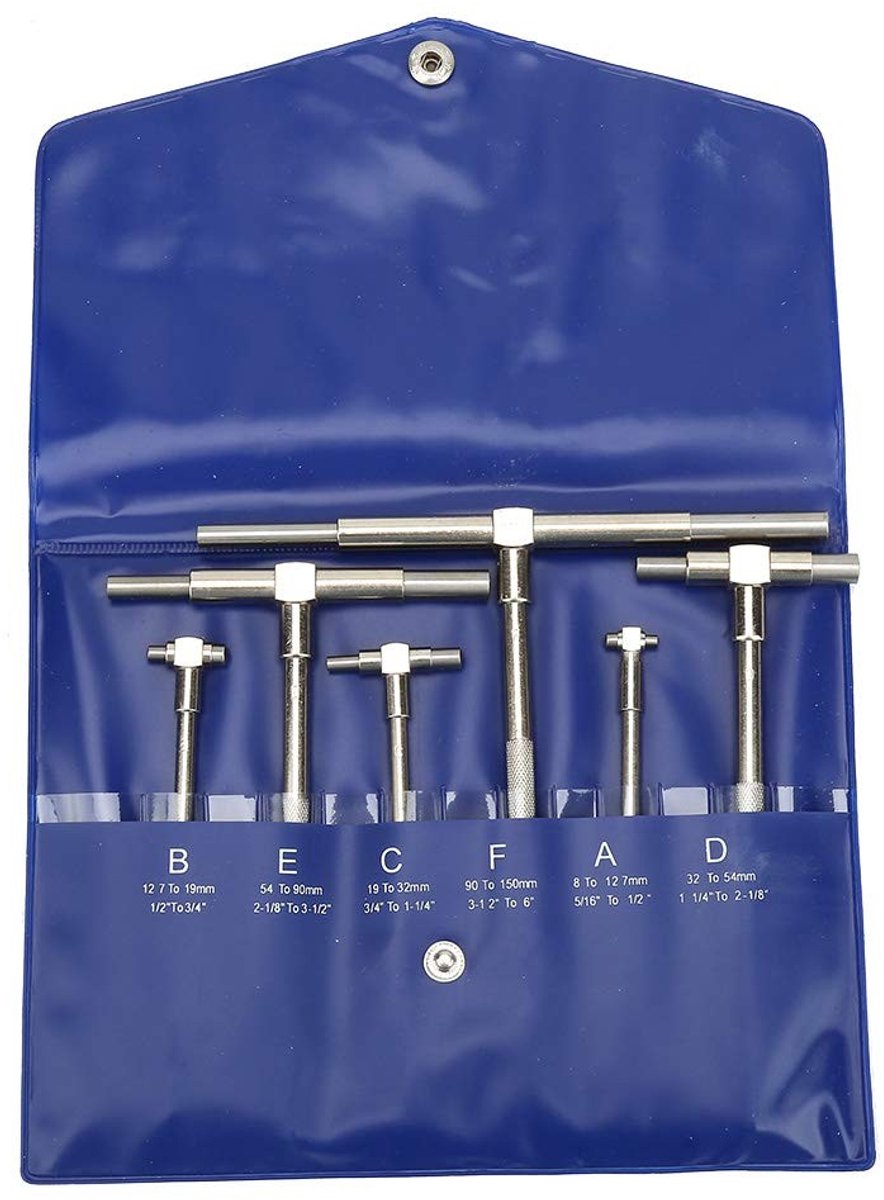 Set van 6 Telescopische Boorgauge, Verstelbare Micrometer voor Binnen Diameter Metingen van 8-150mm