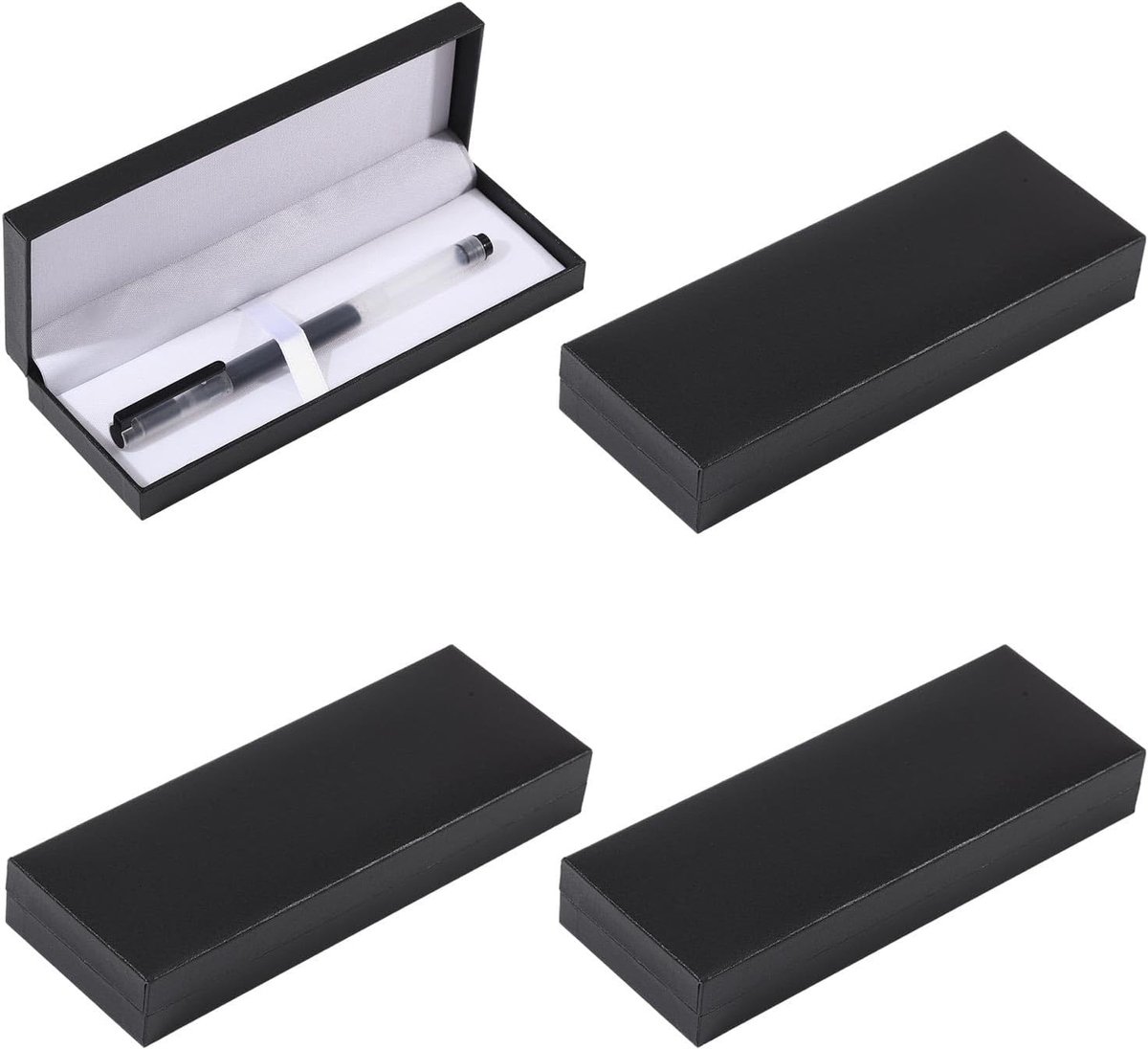 Lege Geschenkdoos voor 4 Stuks Pennen - Elegante Display Case voor Balpennen en Vulpen - Perfect voor Kantoor, School en Cadeaus, Zwart