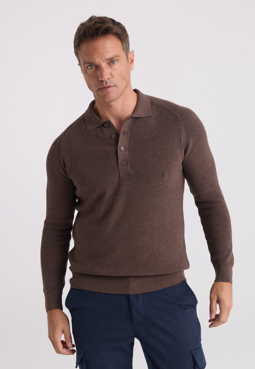 Felix Hardy Trui Met Polokraag - 100% Katoen Heren Bruin - Xl