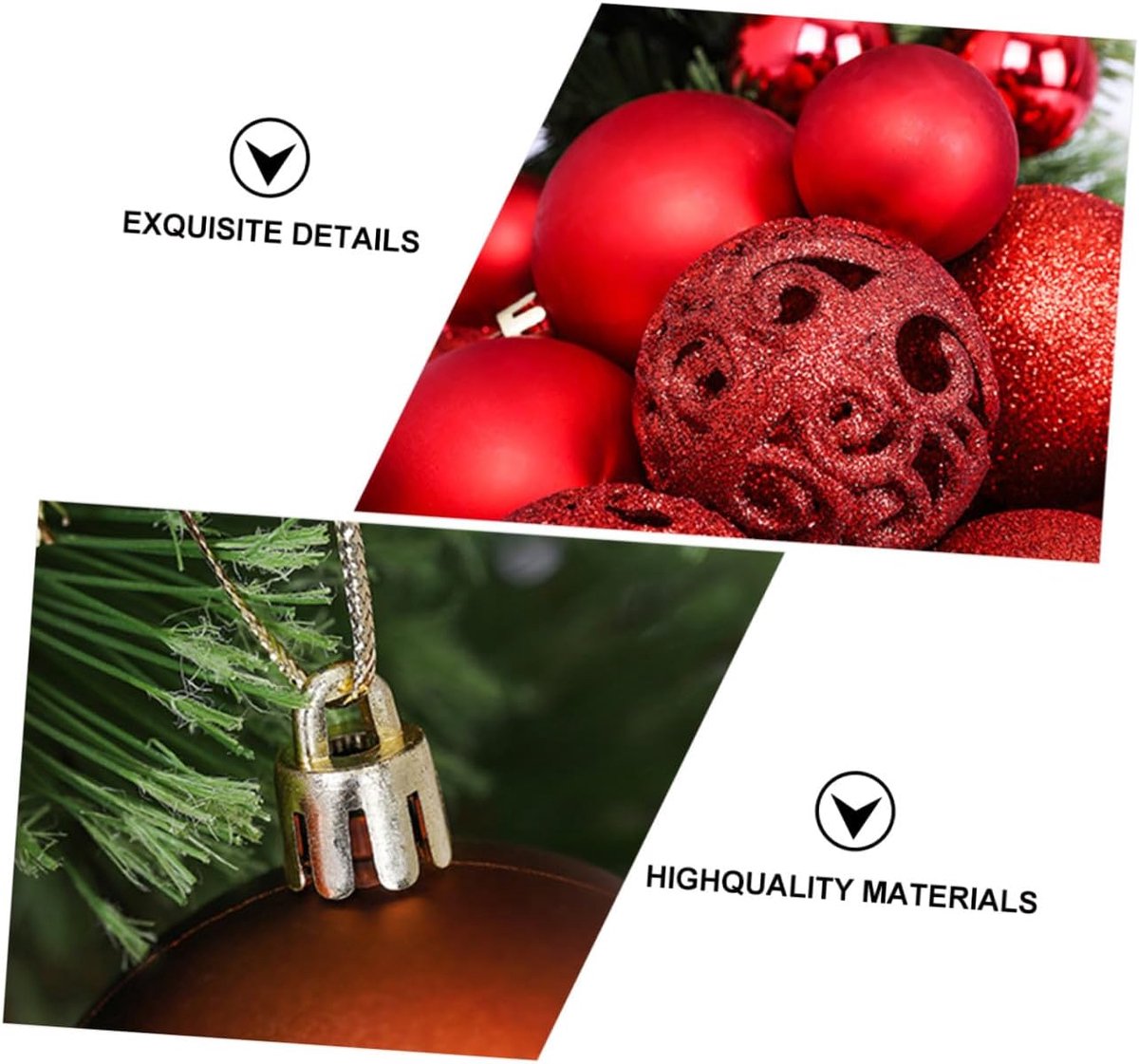 Kerstballen Set - Hangdecoratie Feest - Kerstboom Versieren - Lichtgewicht Plastic - 100 Stuks - Rood – foto 3