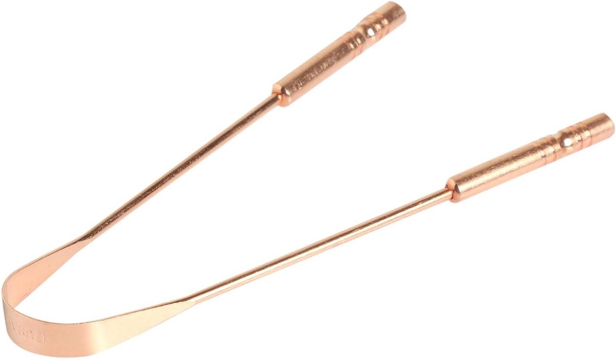 Koperen Tongschraper - Tongreiniger - Mondhygiëne Verbeteren - 100% Puur Koper - 14 cm - Koperkleurig