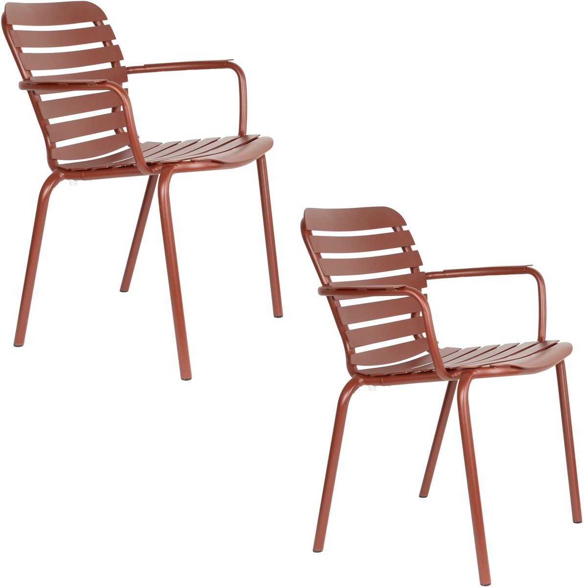Zuiver Vondel Tuinstoel met Armleuning Rood - Set van 2