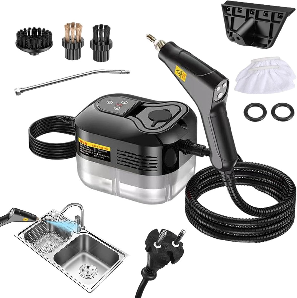 KZQ Stoomreiniger Pro - 2500W - 1200ml - Handstomer - Tapijtreiniger - Vlekkenreiniger - Voor Keuken Badkamer Meubels - 4 Bar