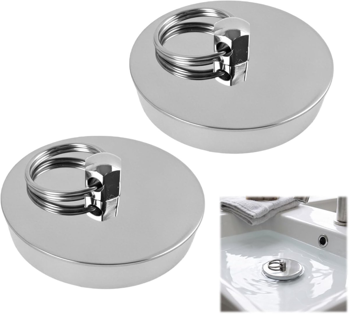Badstop - Roestvrij Staal en Siliconen - 42-46 mm - Waterdichte Afvoerstop - Voor Spoelbakken en Badkuipen