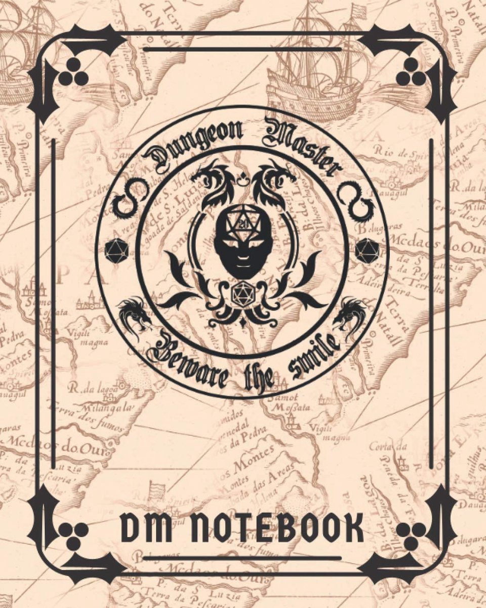 Dungeon Master Beware The Smile DM Notebook: DnD Character Journal With 50 Character Sheets and 100 Mixed Pages - ShopVlot