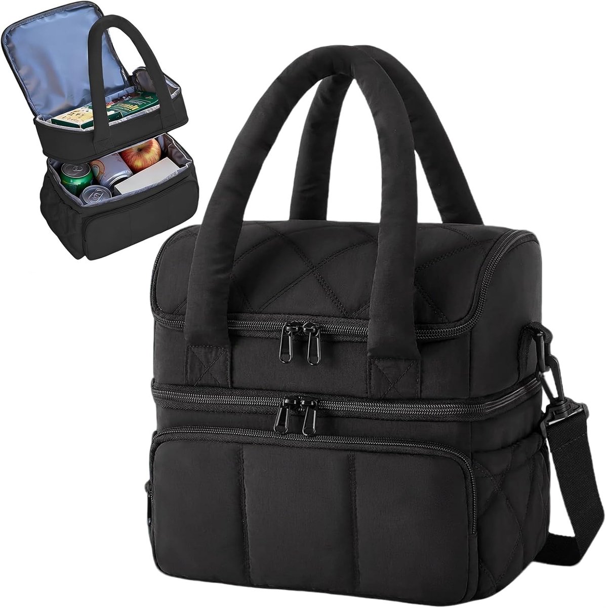 Gelaagde Koeltas, Grote Geïsoleerde Lunchtas voor Vrouwen en Mannen, Waterdicht en Lekvrij, Ideaal voor Picknicks en Werk, Perfect voor School en Reizen