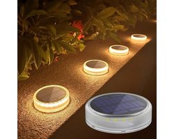 Merkloos Solar Stapverlichting Set Van 4 - LED Tuinverlichting Op Zonne-Energie - IP68 Waterdichte Traplampen 2700K Warm Wit Voor Pad, Terras En Tuin