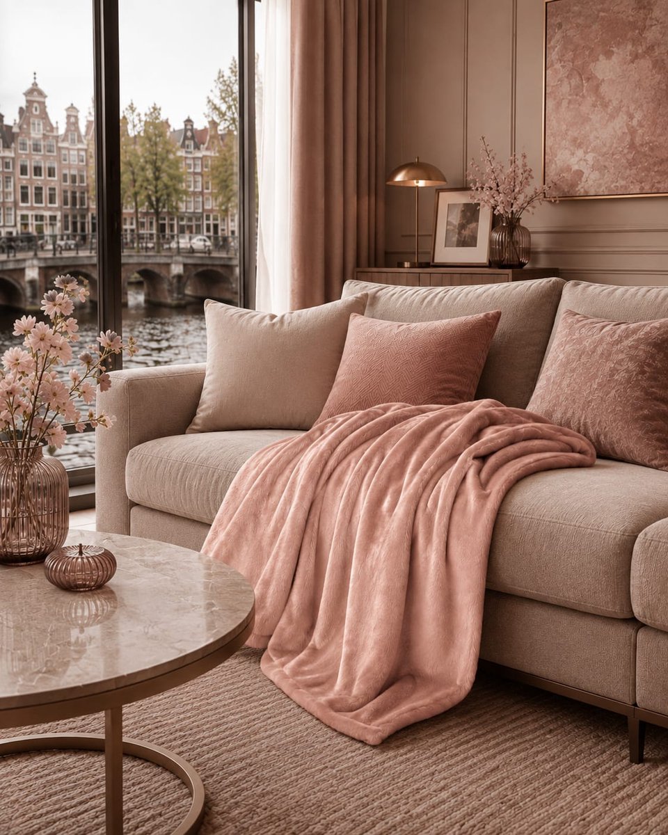 Lano&Go Fleece Deken 220x240 cm - Zachte Microvezel Plaid - Oudroze - Woonkamer & Bank