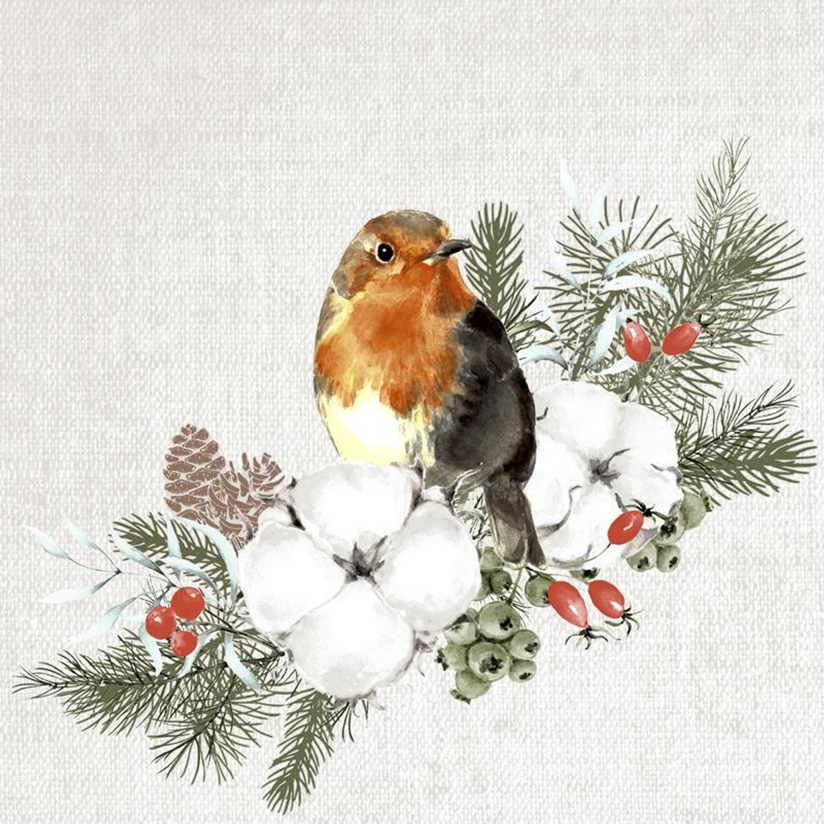 Duni Servetten Robin Forest 33x33cm.