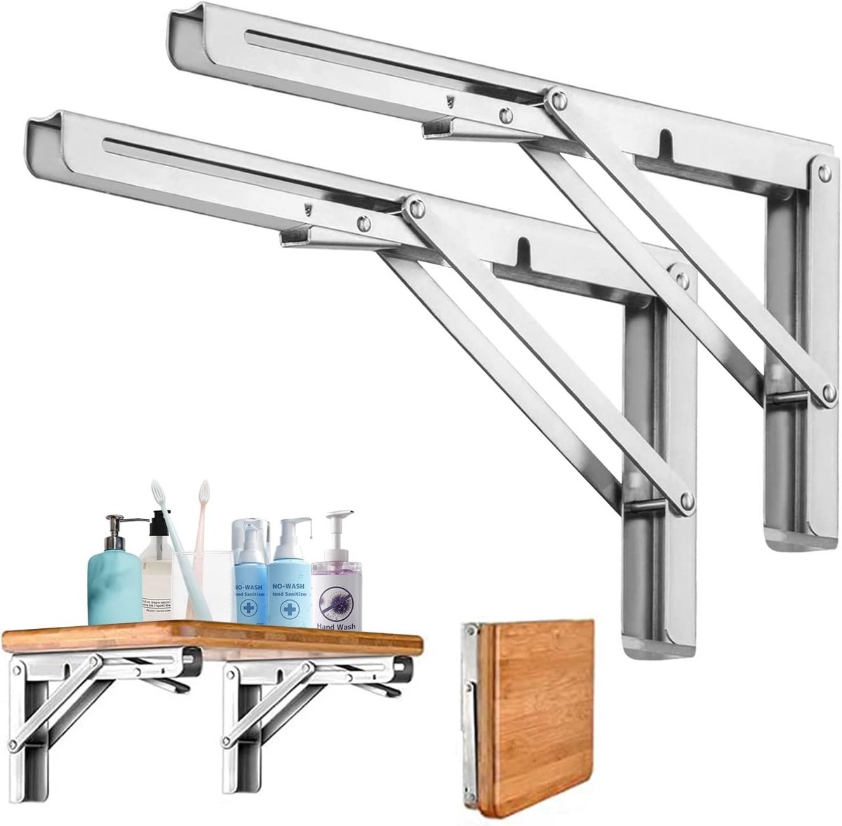 Heavy Duty Vouwconsole van RVS 300 mm - 2 Stuks voor Banken en Planken, Ruimtebesparende DIY Houder voor Meubels en Klussen