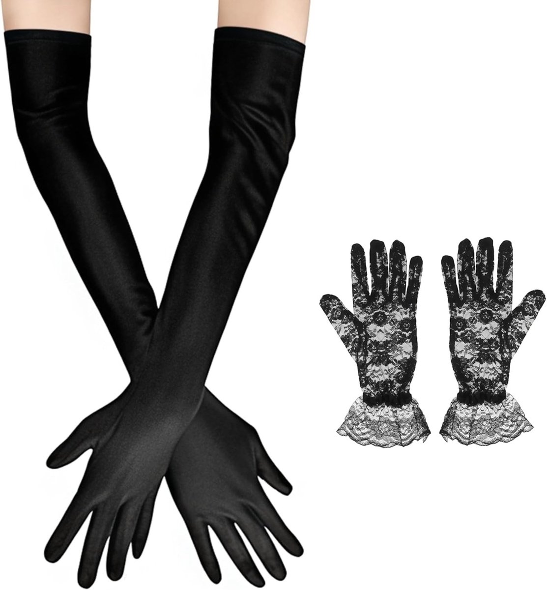 Elegante lange en korte handschoenen voor dames van vintage kant voor een chique uitstraling