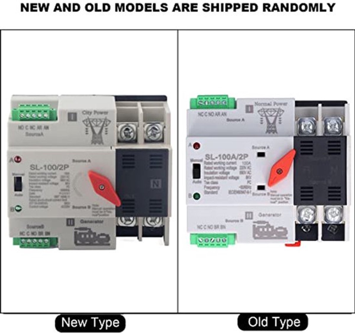 Automatische omschakelaar met dubbele voeding, AC 220V, 2P, 100A, ATS, PC, automatische omvormer, tuimelschakelaar, noodstroomomvormer voor gemeentelijke stroomgenerator