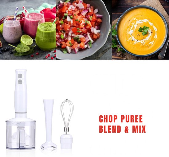 Ploutos® Staafmixer Set - Handmixer Met Hakfunctie - Elektrische Handmixer - Mixer Set - Wit - 6cm x 6cm x 36cm van Ploutos — afbeelding 5