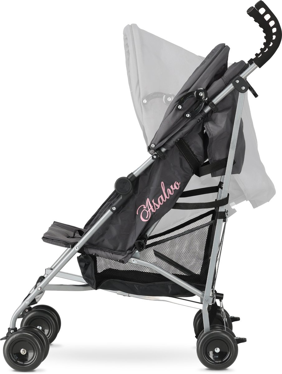 Asalvo Buggy - Paraplu Buggy - Compact Inklapbaar - Grijs/Roze — cadeau in Cadeau-ideeën - foto 3