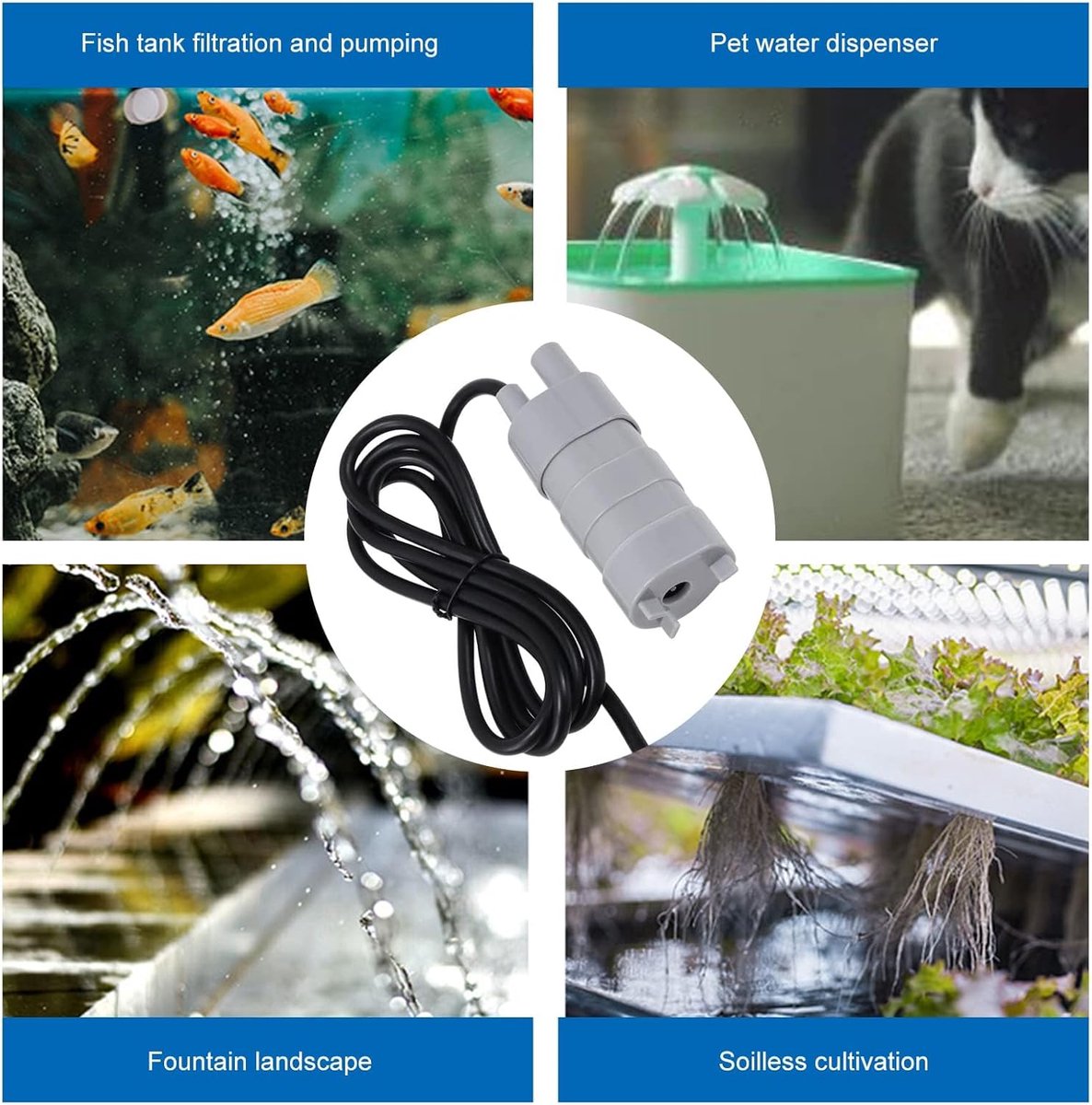 Dompelpomp Zwembad - Dompelpomp 12volt - 1000L/H - 5m Kop - voor Tuinirrigatie, Vijvers, Aquariums, enz – foto 4