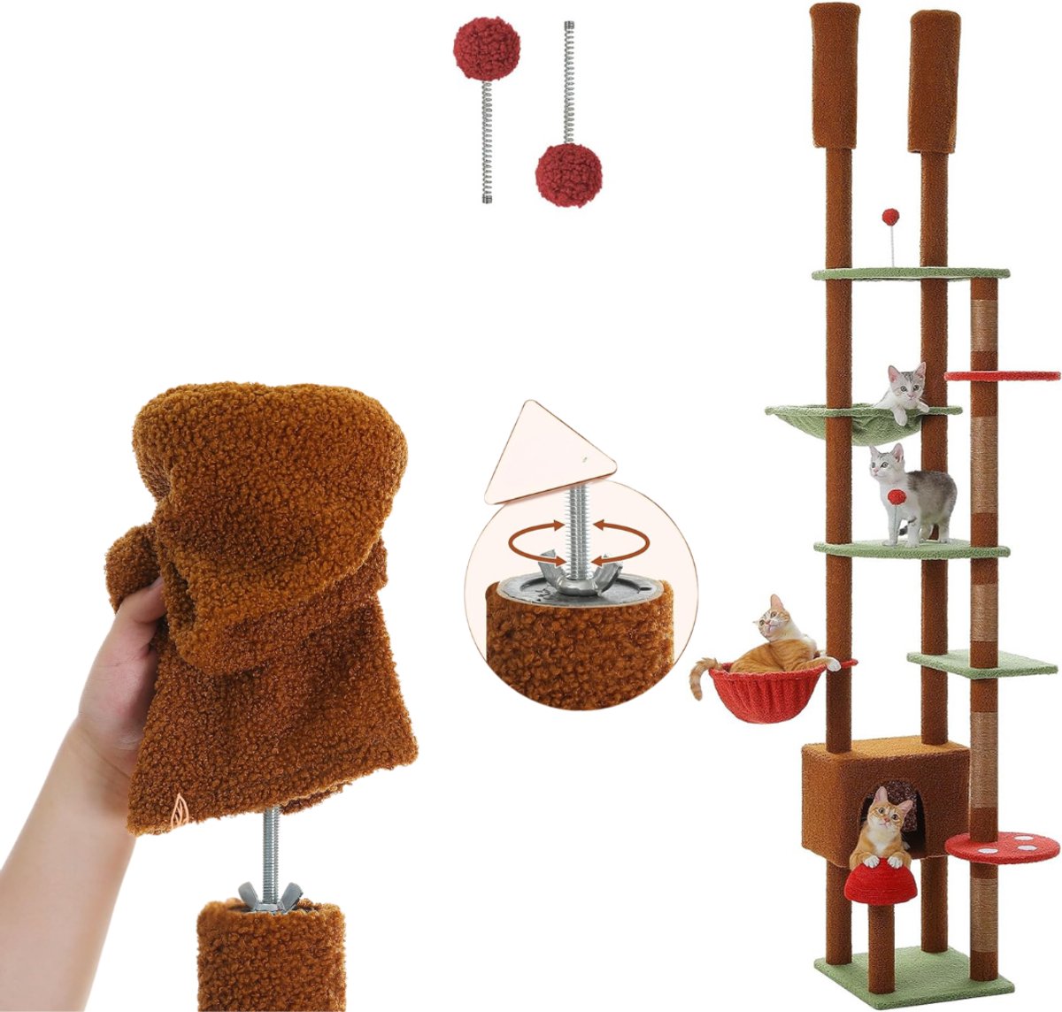 CLVP® Katten Klimmuur - Klim Wand - Krabpaal voor Grote en Kleine Katten - Krabton - Bruin