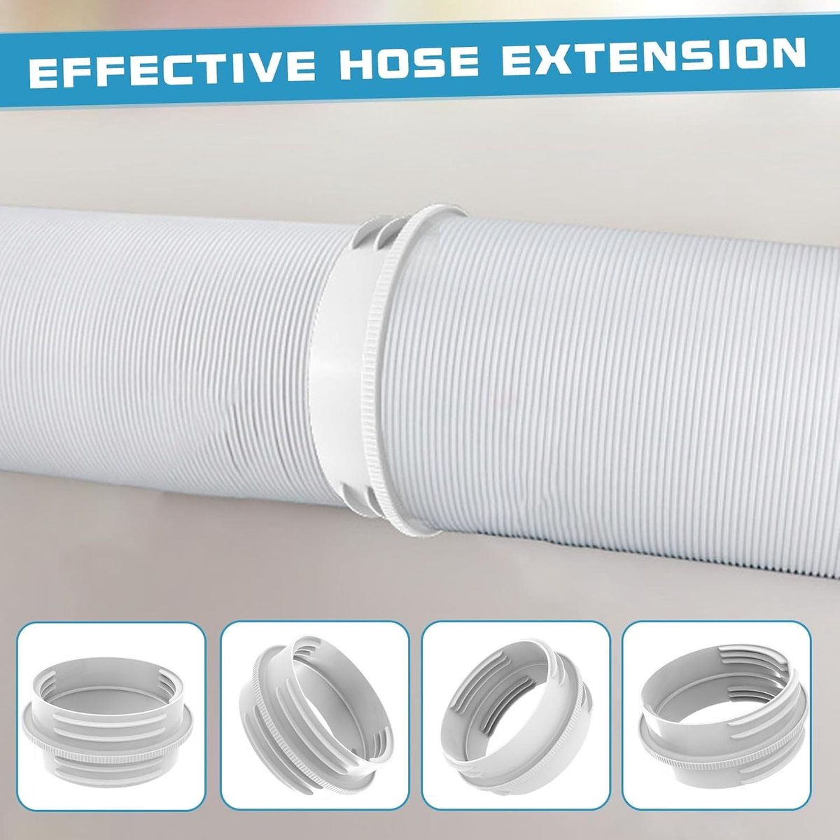 Afvoerslang Airco Klimaat - Koppelstuk Mobiele Airco Afvoerslang - Airconditioning afvoerslang - Verlengstuk van de uitlaatpijp van de airconditioning - Geschikt voor Ø13-15cm - Wit - Accessoires voor draagbare airconditioners – foto 3