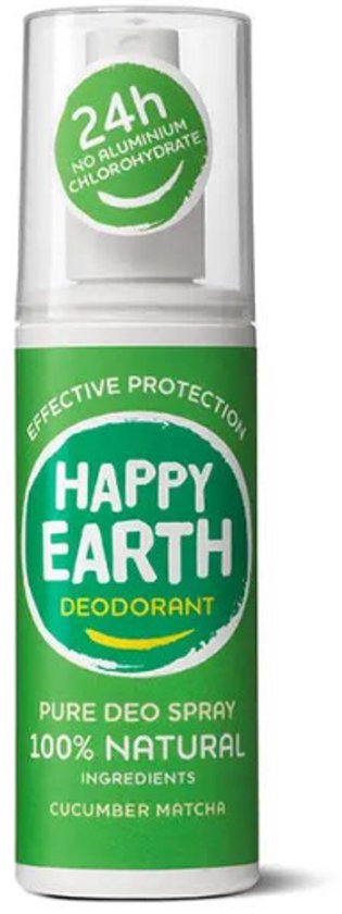 Happy Earth 100% Natuurlijke Deodorant Spray Cucumber Matcha 100 ml