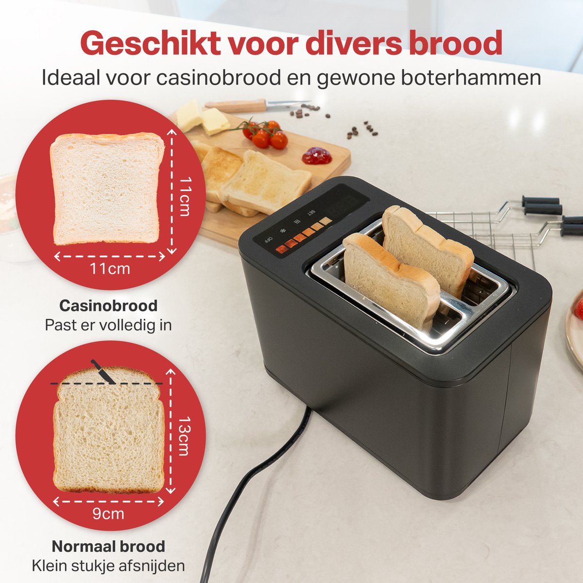 AoraKitchen Broodrooster 900W met Tostiklemmen thumbnail 2