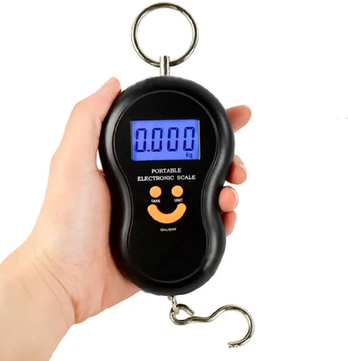 Kofferweegschaal - Bagageweegschaal - Digitale weegschaal - Draagbare weegschaal - Luggage scale - Met LCD scherm - Met haak - Tot 40 kg - Inclusief batterijen - Jonyx