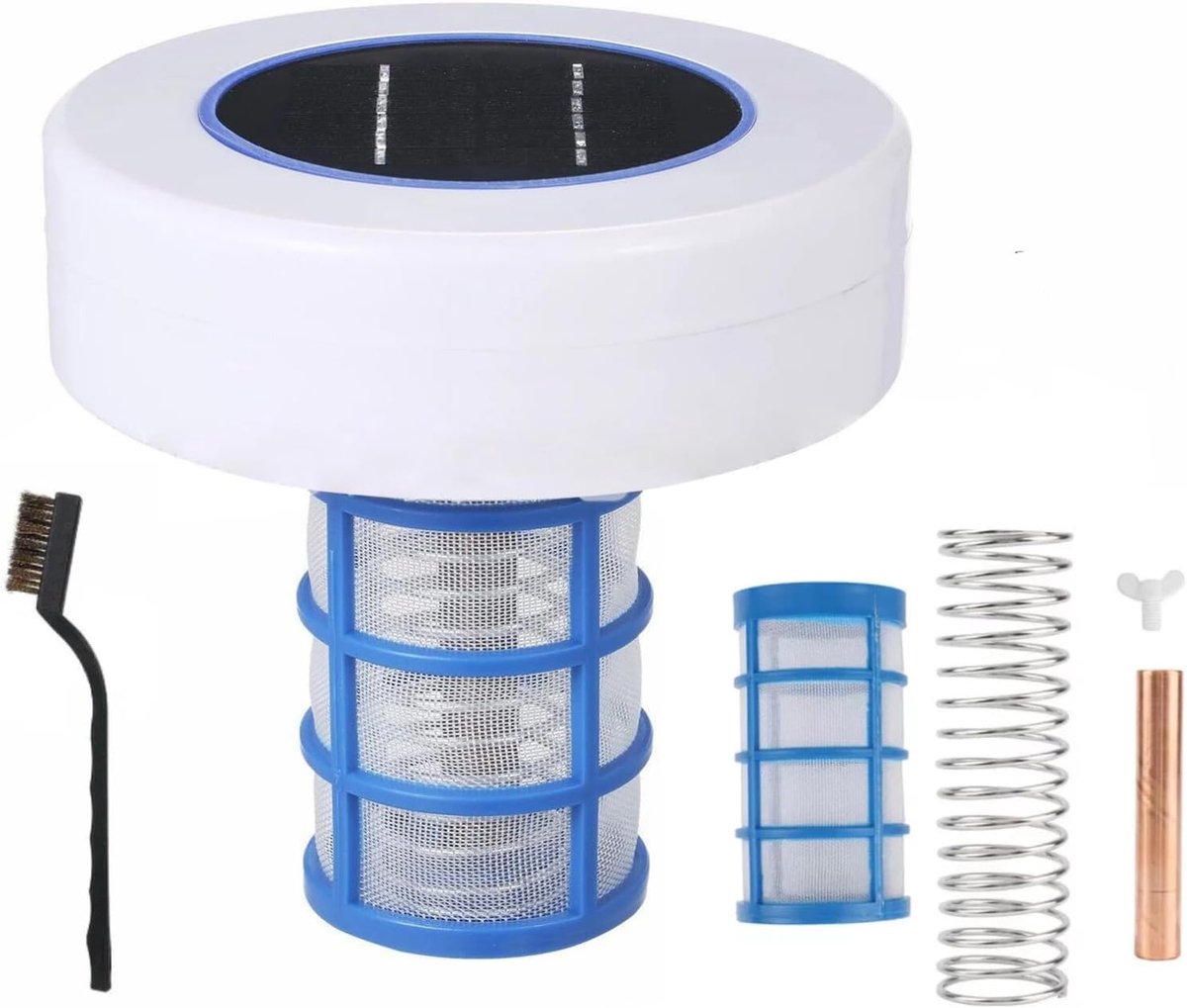 Zonnezwembad ionisator - mini-zwembadaccessoires - met koper en zilver ionisatie - Vermindert chloor met 85% - Chloortabletten voor zwembad - Geschikt voor zwembad, spa, whirlpool, hottub, jacuzzi en vijver