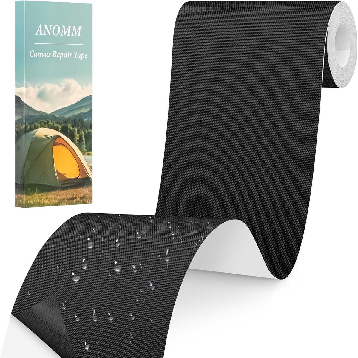 Zelfklevende Canvas Reparatie Patch - Waterdichte Stof Patch voor Tenten, Autostoelen en Bagage (10x200 cm, Zwart)