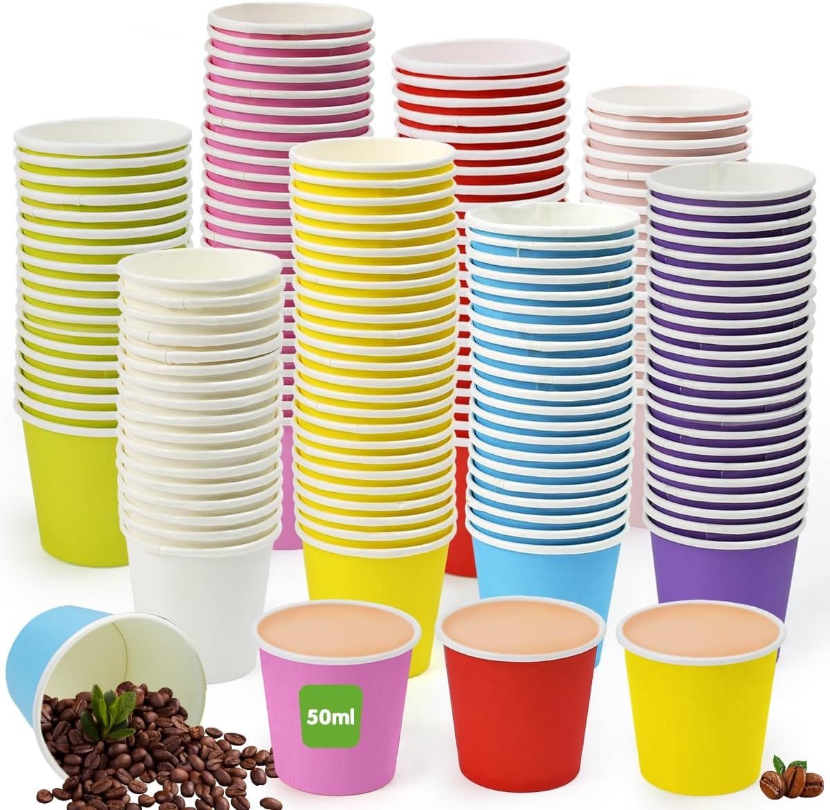 200 Stuks 50ml Wegwerp Papieren Bekers - Mini Shot Glazen voor Feestjes, Candybar en Drankjes