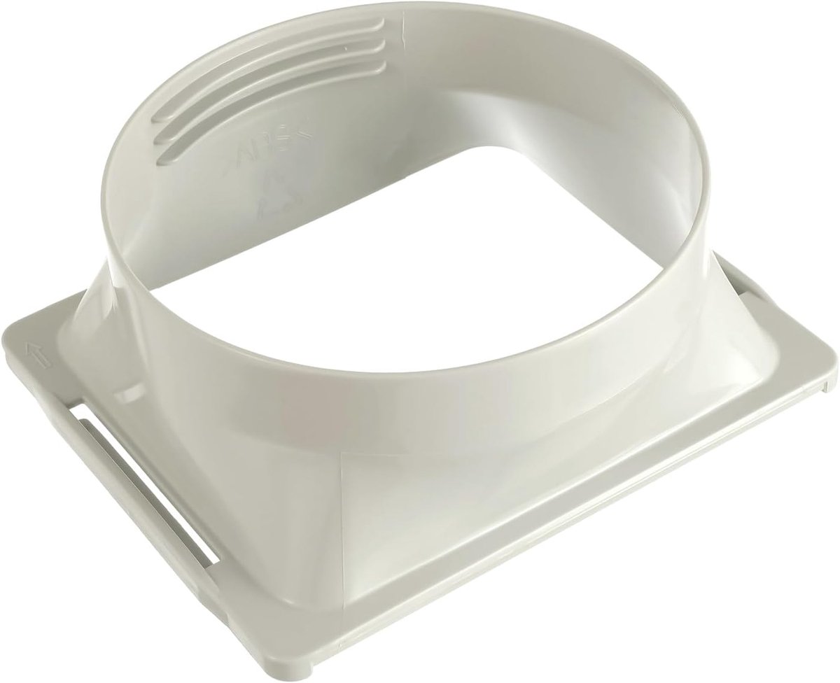 VHV Airco Afvoerslang Adapter - 15 cm / 5,9 Inch - Vierkant naar Rond Koppelstuk - Voor Mobiele Airco - ABS Uitlaatslang Connector - Draaibare Slangaansluiting - Wit