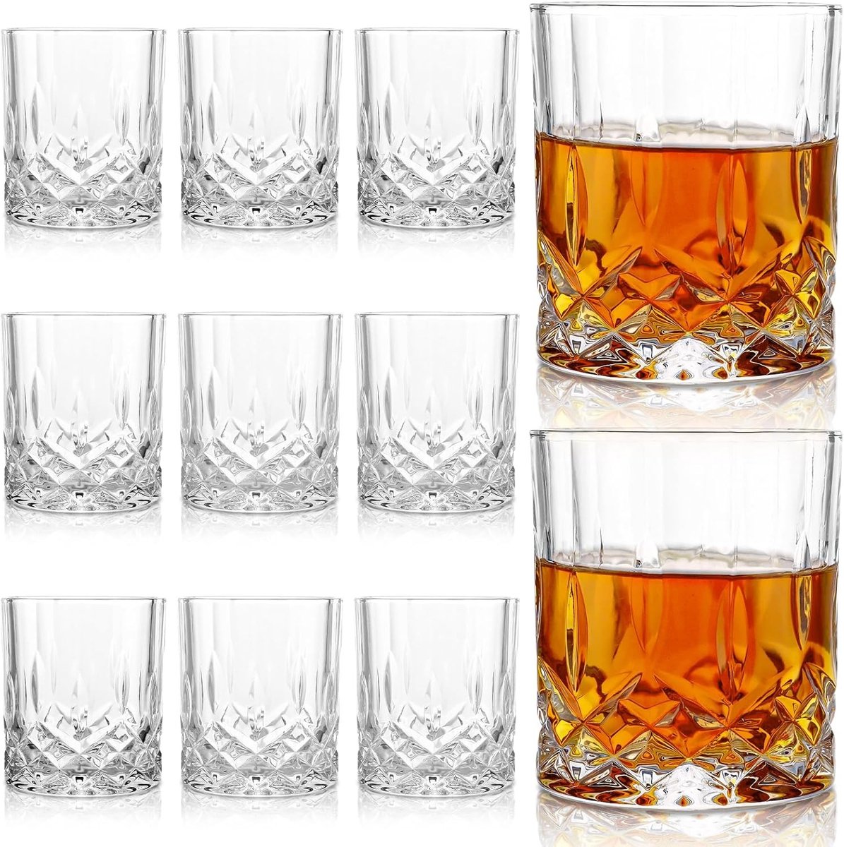 Set van 12 Kristallen Whisky Glazen - Noblesse Whisky Cups 300 ml, Herbruikbaar en Vaatwasserbestendig, Perfect voor Whisky en Cocktails