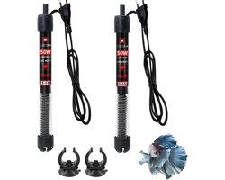 Krachtige 50W Aquariumverwarming met Temperatuurregeling voor 30-60L Vissen en Aquaria - Set van 2 Verwarmers