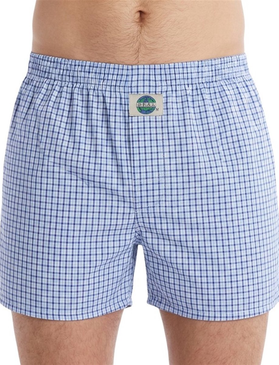 DEAL heren wijde boxershort check blauw 192300