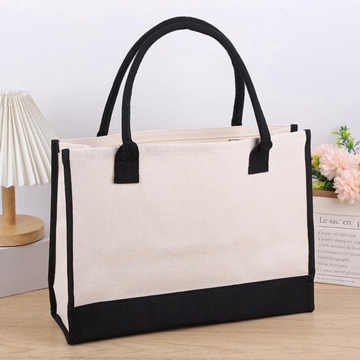 Herbruikbare katoenen draagtas - Bloemenletters - Duurzaam - Gepersonaliseerd - Heren/Dames - Groot formaat - Strand-/Boodschappen-/Reistas - Geschikt voor dagelijks gebruik - Multifunctioneel eco-tas
