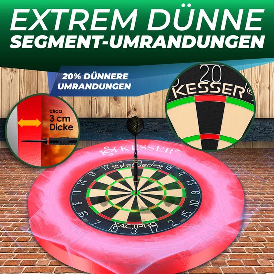 KESSER® Dartbord Sisal met Surround Ring Rood - 38-delige Dart Set inclusief 9x Dartpijlen en 21x Dartflights + Accessoires van Merkloos — afbeelding 3