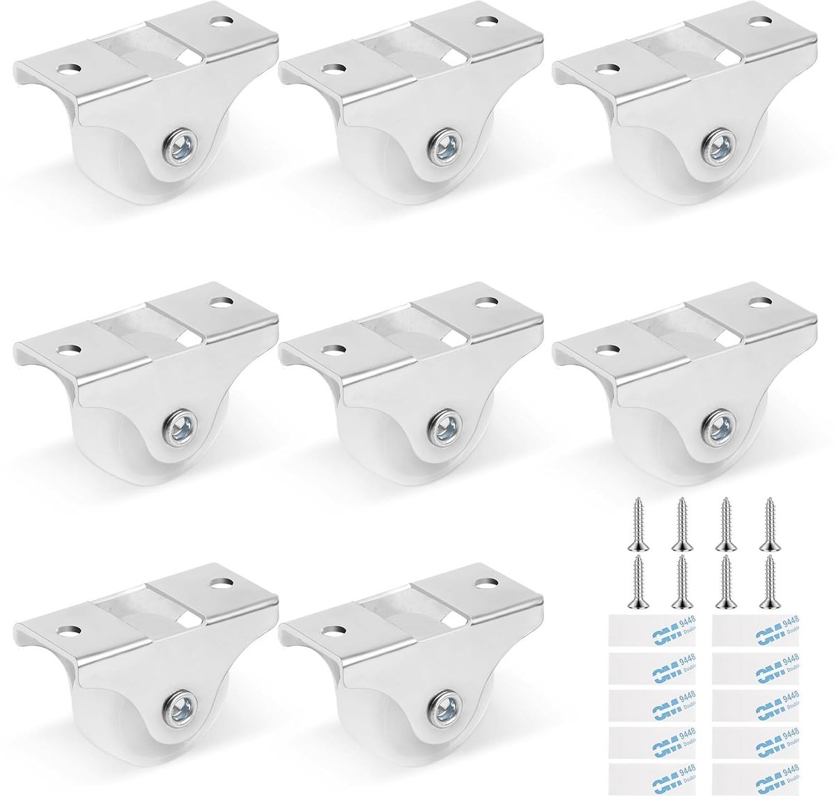 Set van 8 Meubelwielen met Schroeven, Polypropyleen 25 mm Vervangbare Wielen voor Meubels, Apparaten en Vloerbescherming