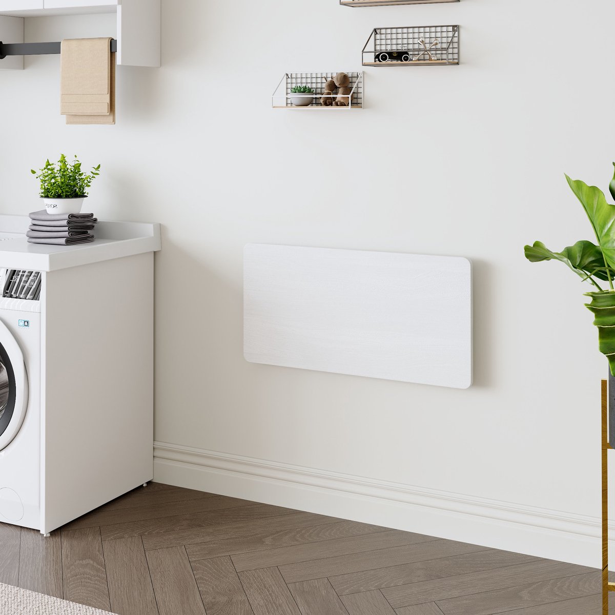 OKWISH Wandtafel - Opklapbaar En Ruimtebesparend - Voor Wasruimte Keuken En Werkhoek - MDF Wit - 79,8 x 39,9 x 16,5 cm