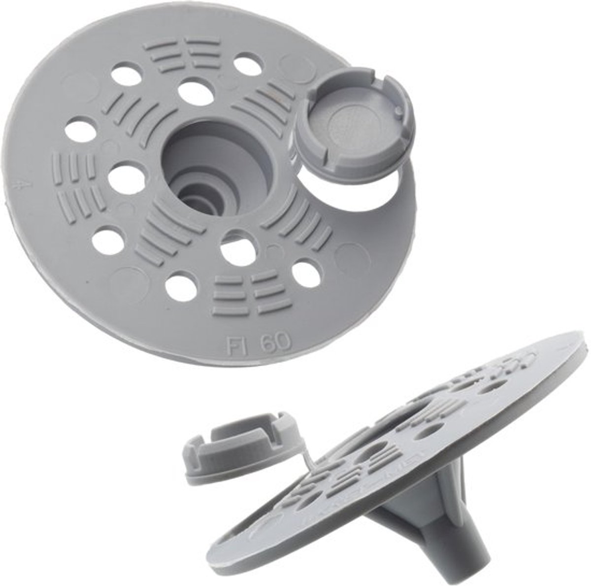Set van 50 rozetringen Ø60 mm voor houtschroeven met dop - isolatiepanelen bevestigen - gemaakt van plastic - kleur zilver