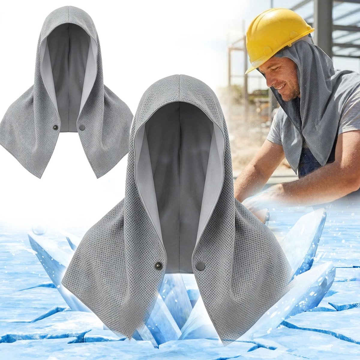 2 Stuks grijs Dubbellaagse Sterke Koelende Capuchon Handdoek | UPF 50+ Zonbescherming Instant Ijs Koeling | Nek & Gezicht Koel Omslag Verkoeler | Voor Buitenwerk Sport Yoga Kamperen Hete Weersomstandigheden| Cyslmuk®
